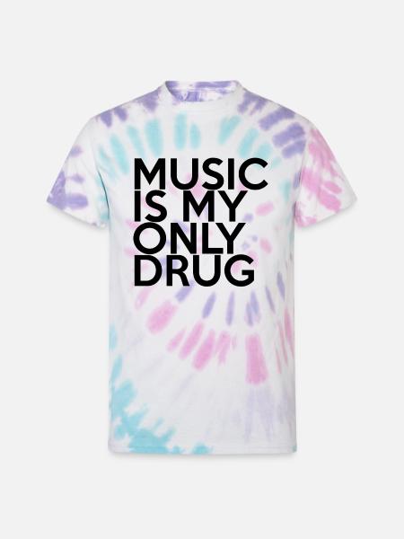 MUSIC IS MY ONLY DRUG - Unisex Tie Dye T-Shirt - Pastel Spiral