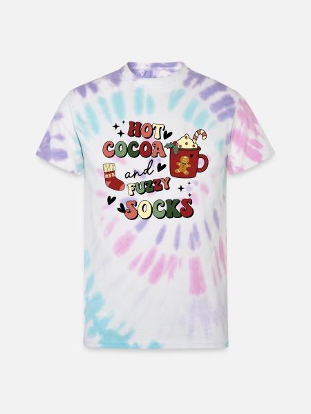 Hot Cocoa And Fuzzy Socks - Unisex Tie Dye T-Shirt - Pastel Spiral