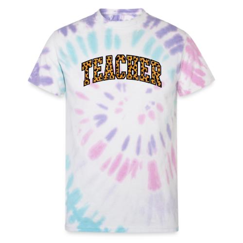 Leopard Print Teacher Typography - Unisex Tie Dye T-Shirt