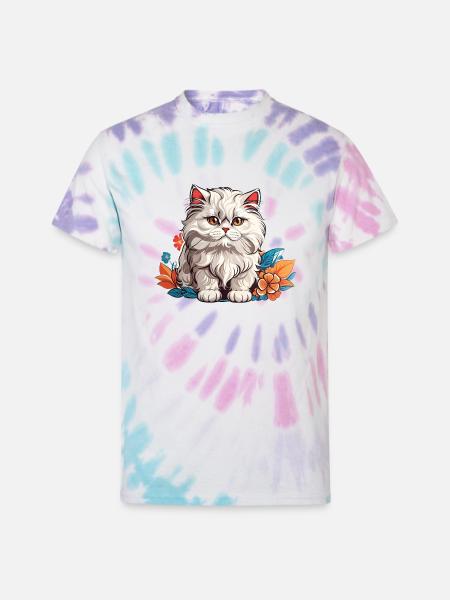 Persian Cat - Unisex Tie Dye T-Shirt - Pastel Spiral