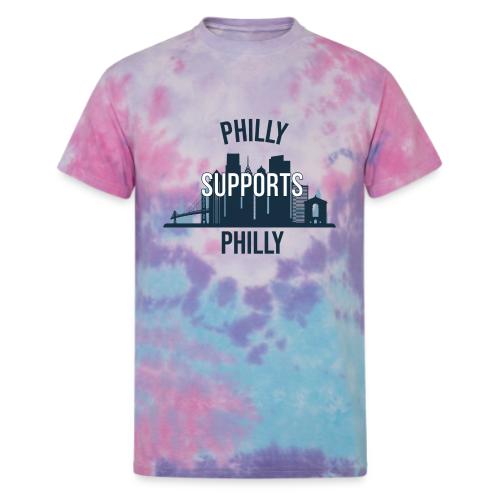 Philly Supports Philly skyline blue transparentbg - Unisex Tie Dye T-Shirt