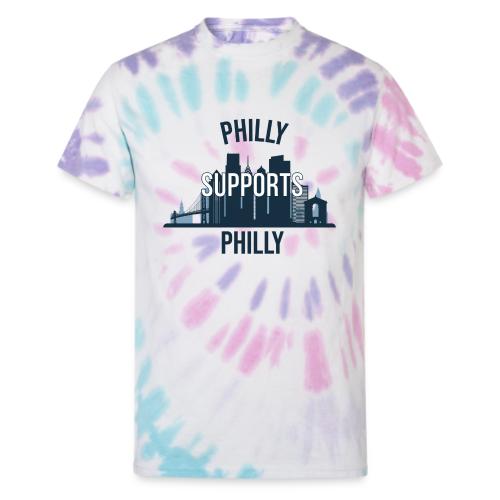Philly Supports Philly skyline blue transparentbg - Unisex Tie Dye T-Shirt