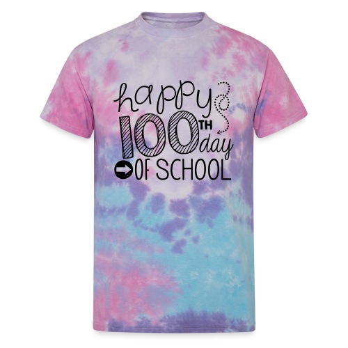Happy 100th Day of School Arrows Teacher T-shirt - Unisex Tie Dye T-Shirt