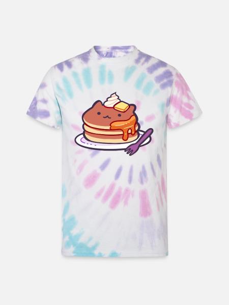Cat Pancakes - Unisex Tie Dye T-Shirt - Pastel Spiral