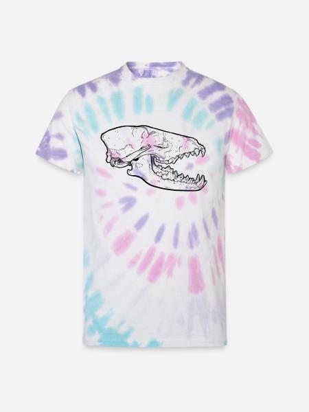 Dog Skull - Unisex Tie Dye T-Shirt - Pastel Spiral
