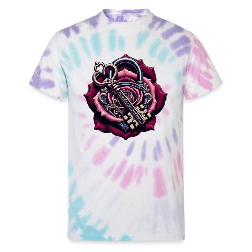 You Hold the Key to My Heart Rose Lock T-Shirt - Unisex Tie Dye T-Shirt