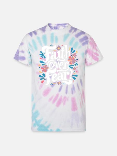 faith over fear - Unisex Tie Dye T-Shirt - Pastel Spiral