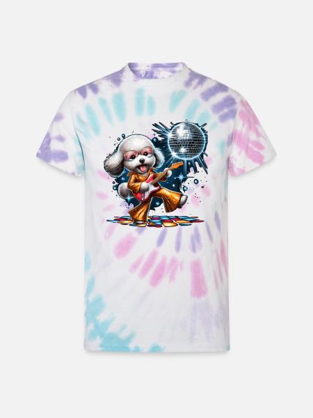 Disco Guitar Poochon dog - Unisex Tie Dye T-Shirt - Pastel Spiral