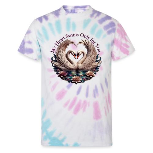 My Heart Swims Only for You Swan Heart T-Shirt - Unisex Tie Dye T-Shirt