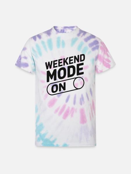 Weekend Mode On - Unisex Tie Dye T-Shirt - Pastel Spiral