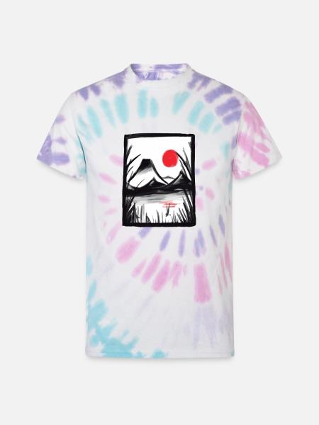 Japanese Landscape - Unisex Tie Dye T-Shirt - Pastel Spiral