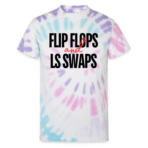 Flip Flops and LS Swaps (RED) - Unisex Tie Dye T-Shirt
