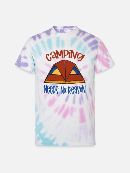 Camping Need No Reason - Unisex Tie Dye T-Shirt - Pastel Spiral