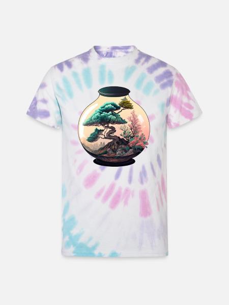Bonsai Tree Terrarium - Unisex Tie Dye T-Shirt - Pastel Spiral