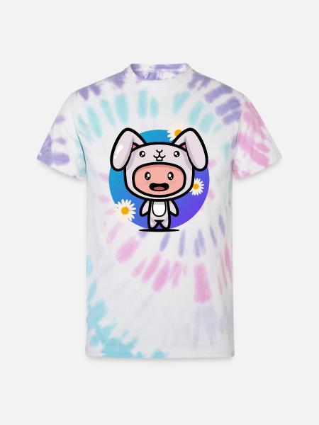 Kid In Rabbit Suit - Unisex Tie Dye T-Shirt - Pastel Spiral