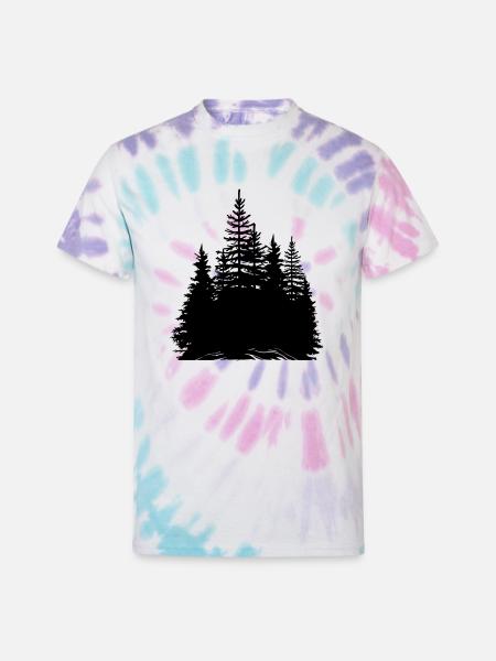 pine trees - Unisex Tie Dye T-Shirt - Pastel Spiral