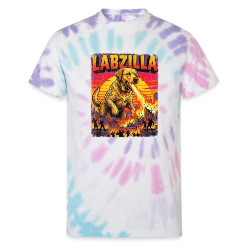 Labzilla Giant Yellow Labrador Monster Tee - Unisex Tie Dye T-Shirt