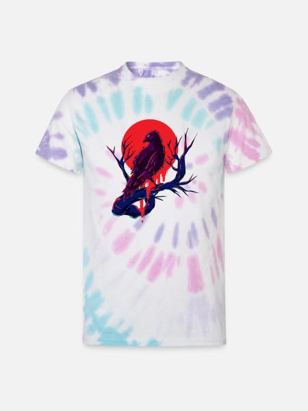 Crow Raven - Unisex Tie Dye T-Shirt - Pastel Spiral