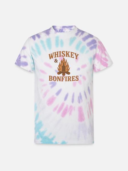 Whiskey Bonfires Outdoor Logo - Unisex Tie Dye T-Shirt - Pastel Spiral