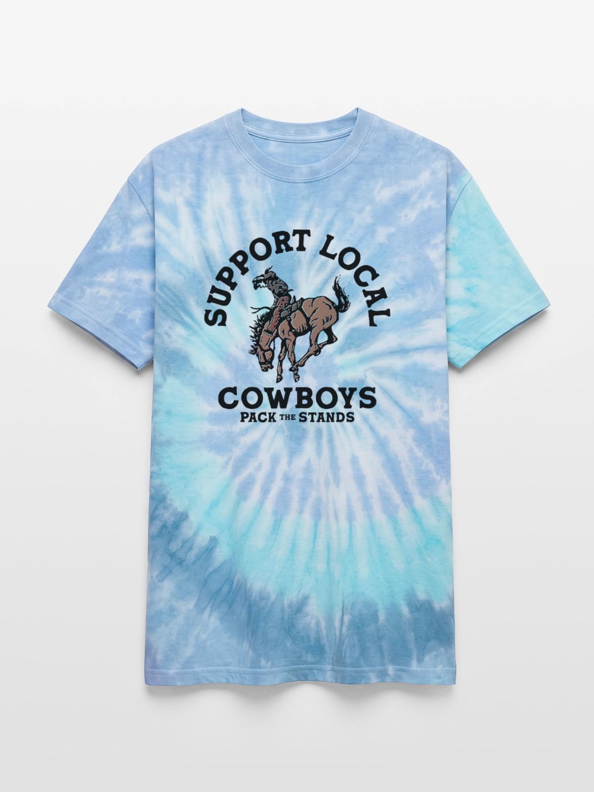 Soutenez les cow-boys locaux - T-shirt tie-dye pour hommes et femmes - blue lagoon - Devant