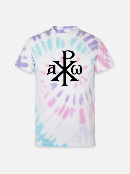 Chi Rho Christogram Black - Unisex Tie Dye T-Shirt - Pastel Spiral