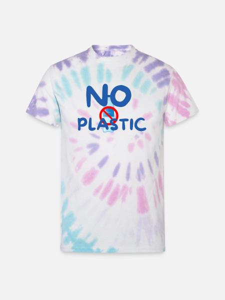 NO PLASTIC - Unisex Tie Dye T-Shirt - Pastel Spiral