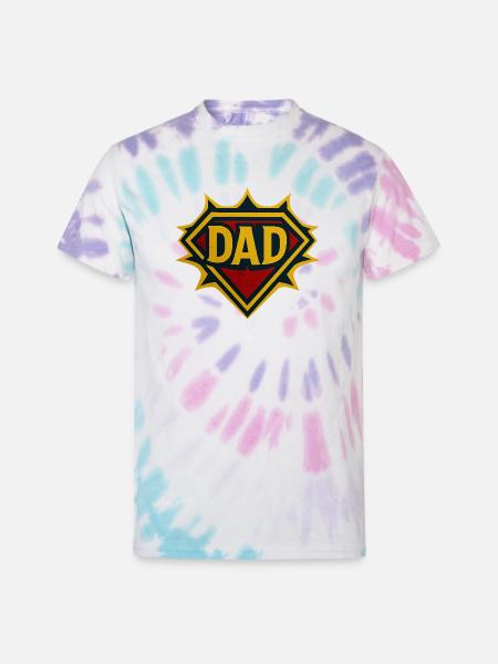 Dad Shield Badge - Unisex Tie Dye T-Shirt - Pastel Spiral