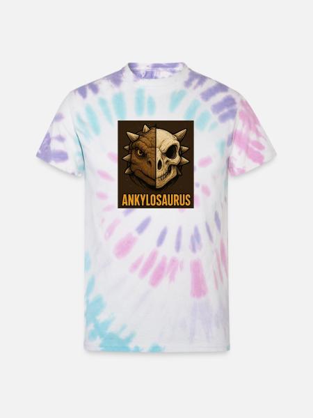 Ankylosaurus Skull - Unisex Tie Dye T-Shirt - Pastel Spiral