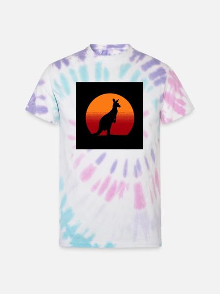 Sunrise Kangaroo Spirit - Unisex Tie Dye T-Shirt - Pastel Spiral