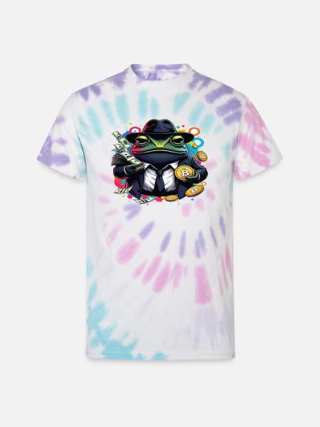 Bitcoin Frog Streetwear Art - Unisex Tie Dye T-Shirt - Pastel Spiral