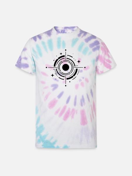 Cosmic Target Ring Emblem - Unisex Tie Dye T-Shirt - Pastel Spiral
