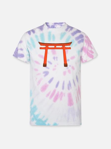 Vivid Torii Gate - Unisex Tie Dye T-Shirt - Pastel Spiral