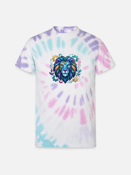 Vivid Circuit Lion Tech Art - Unisex Tie Dye T-Shirt - Pastel Spiral