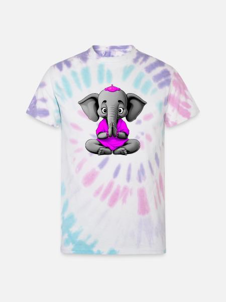 Yogi Elephant - Unisex Tie Dye T-Shirt - Pastel Spiral