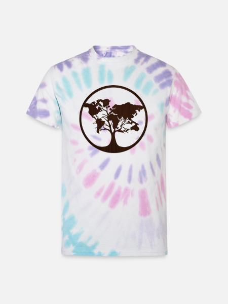 Circle Tree world map - Unisex Tie Dye T-Shirt - Pastel Spiral