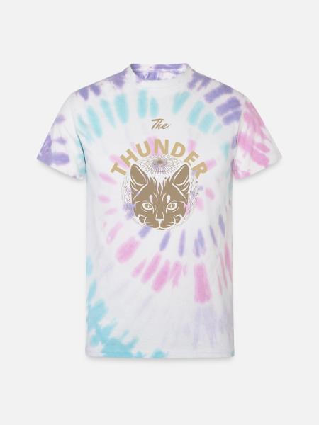 Solar Feline Emblem - Unisex Tie Dye T-Shirt - Pastel Spiral