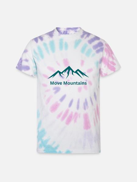 Move Mountains Mountain Crest Logo - Unisex Tie Dye T-Shirt - Pastel Spiral