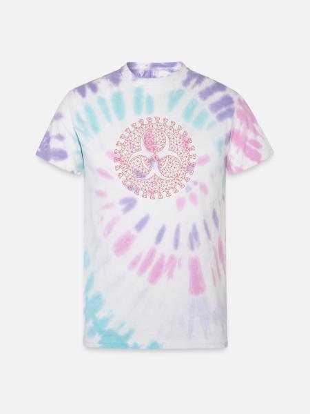 Geometric Virus Triad Emblem - Unisex Tie Dye T-Shirt - Pastel Spiral