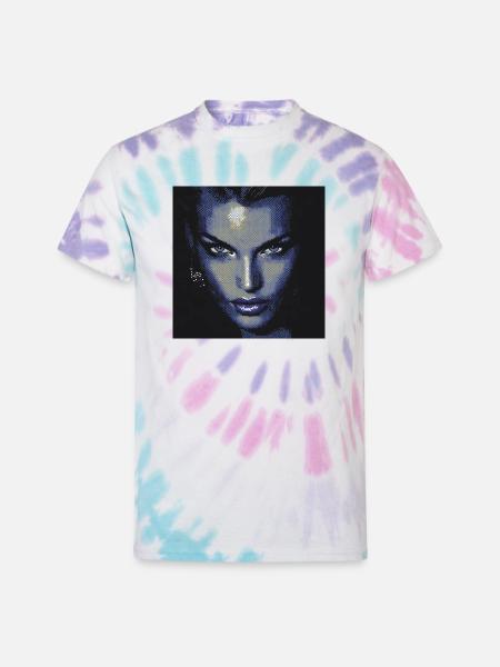Midnight Halftone Femme Fatale - Unisex Tie Dye T-Shirt - Pastel Spiral