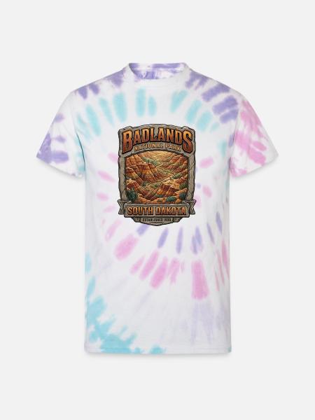 Badlands National Park Tee - Unisex Tie Dye T-Shirt - Pastel Spiral