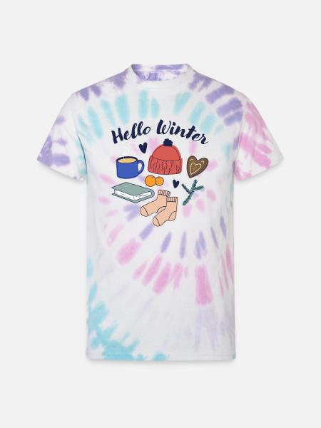 Hello Winter Cozy Essentials - Unisex Tie Dye T-Shirt - Pastel Spiral