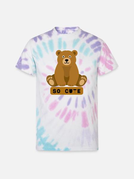 So Cute Bear Illustration - Unisex Tie Dye T-Shirt - Pastel Spiral