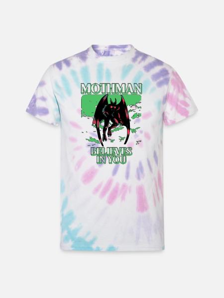 Mothman Believes In You - Unisex Tie Dye T-Shirt - Pastel Spiral
