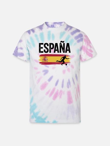 Spain Flag Soccer Splash - Unisex Tie Dye T-Shirt - Pastel Spiral