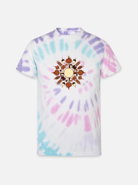 Radial Pumpkin Harvest - Unisex Tie Dye T-Shirt - Pastel Spiral