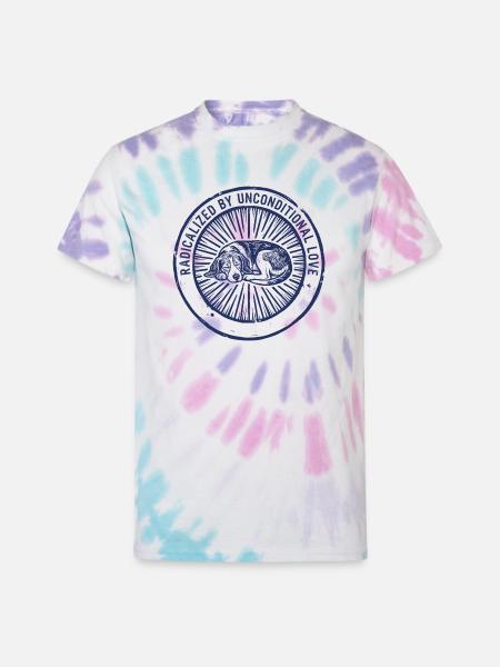 Unconditional Love Sleeping Dog - Unisex Tie Dye T-Shirt - Pastel Spiral