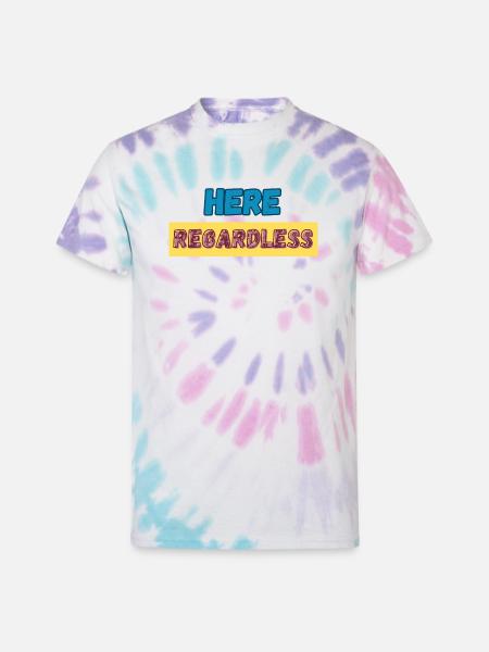 Here Regardless – Presence, Resilience & Self - Unisex Tie Dye T-Shirt - Pastel Spiral
