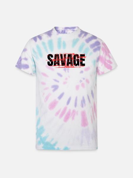 savage - Unisex Tie Dye T-Shirt - Pastel Spiral