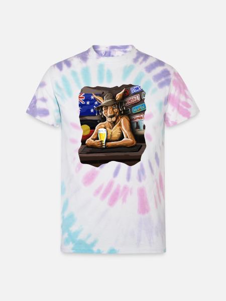 AUSSIE PUB ROO - Unisex Tie Dye T-Shirt - Pastel Spiral