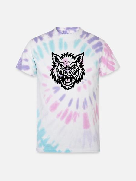 Raging Boar Line Art - Unisex Tie Dye T-Shirt - Pastel Spiral